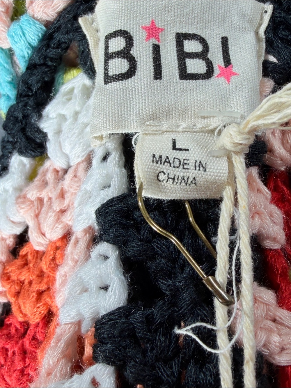 BiBi Granny Square Crochet Cardigan Sweater NWT Large - Picture 6 of 8